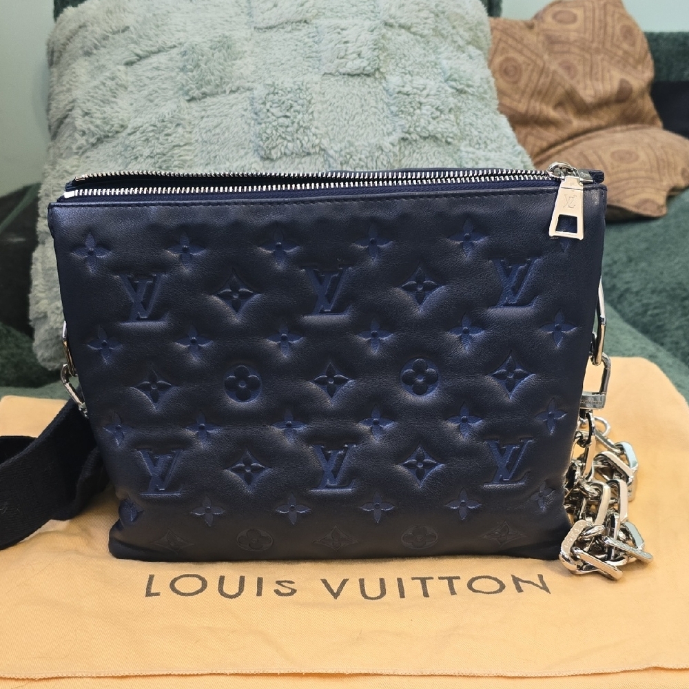Louis Vuitton Coussin Navy Monogram Embossed Crossbody Bag